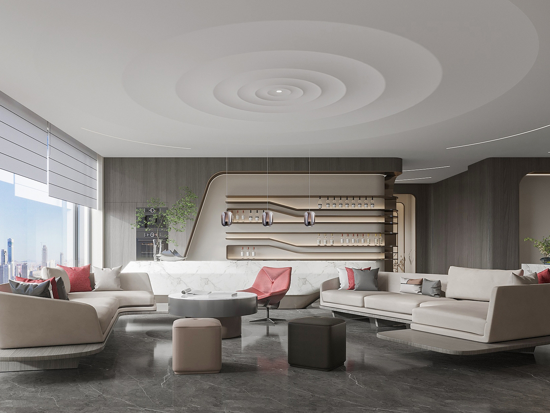 现代轻奢・流动美学 高端企业办公室装修设计项目(图1) 接待区.jpg