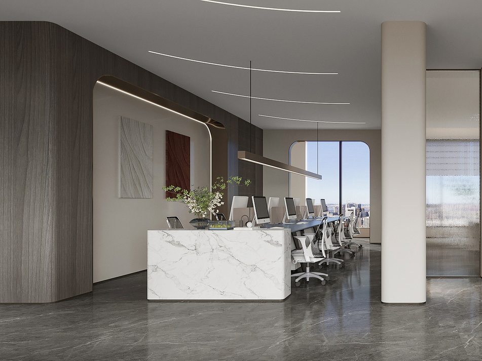 现代轻奢・流动美学 高端企业办公室装修设计项目(图4) 员工办公区.jpg