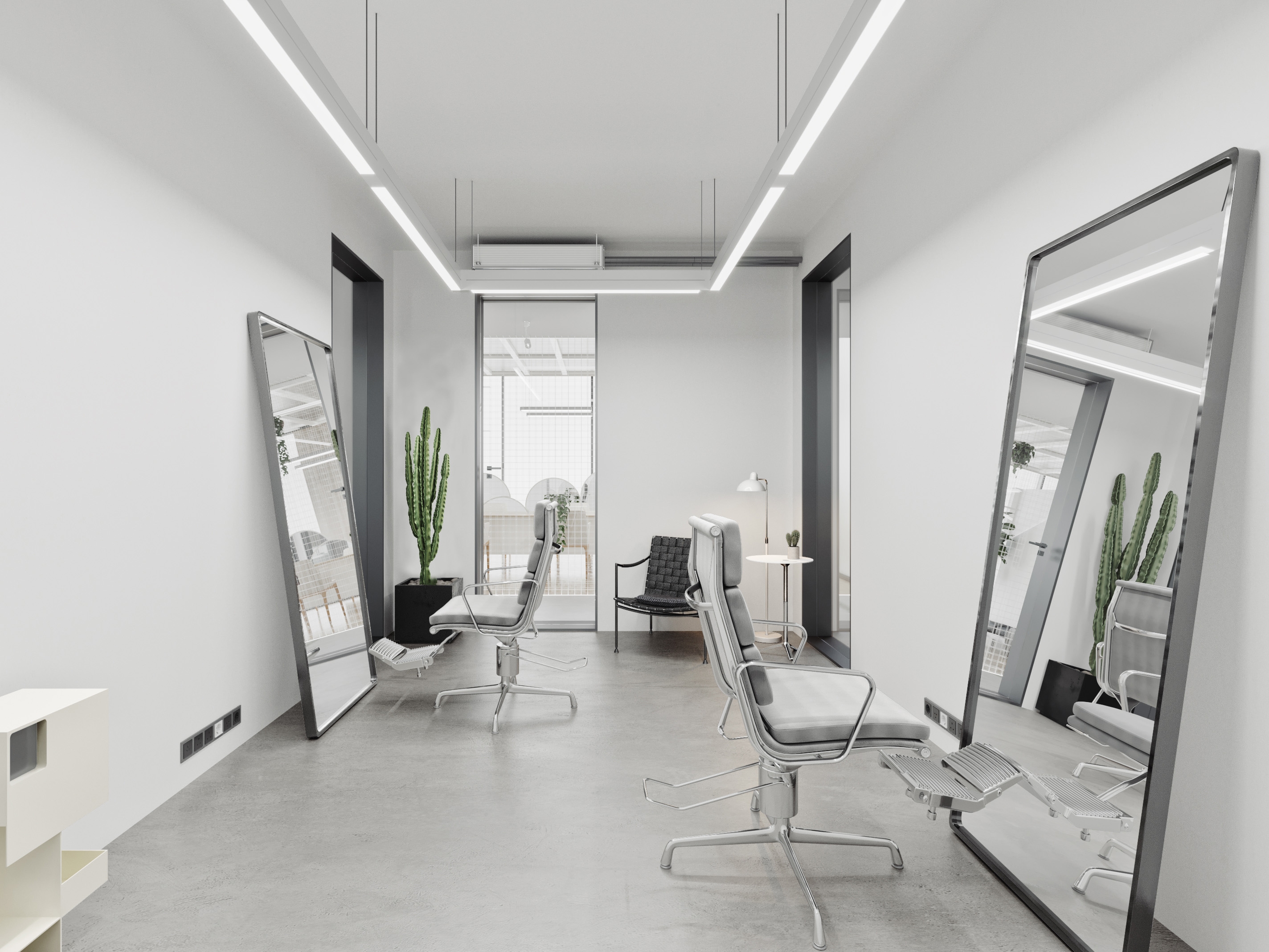 200平方现代极简风造型工作室装修设计案例分析(图2) 理发区.jpg