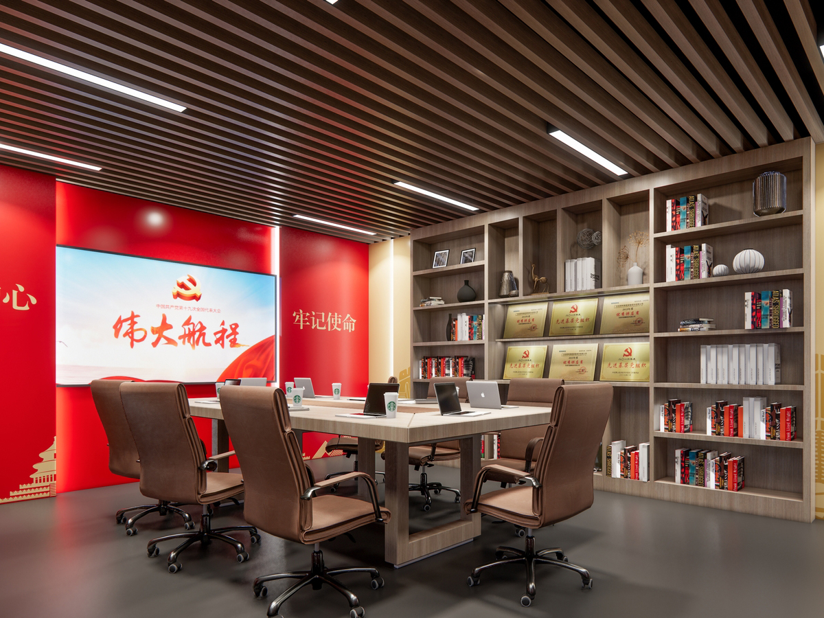 巢湖 630㎡现代红色工装风格企业党建展厅装修(图3) 党建展厅7.jpg