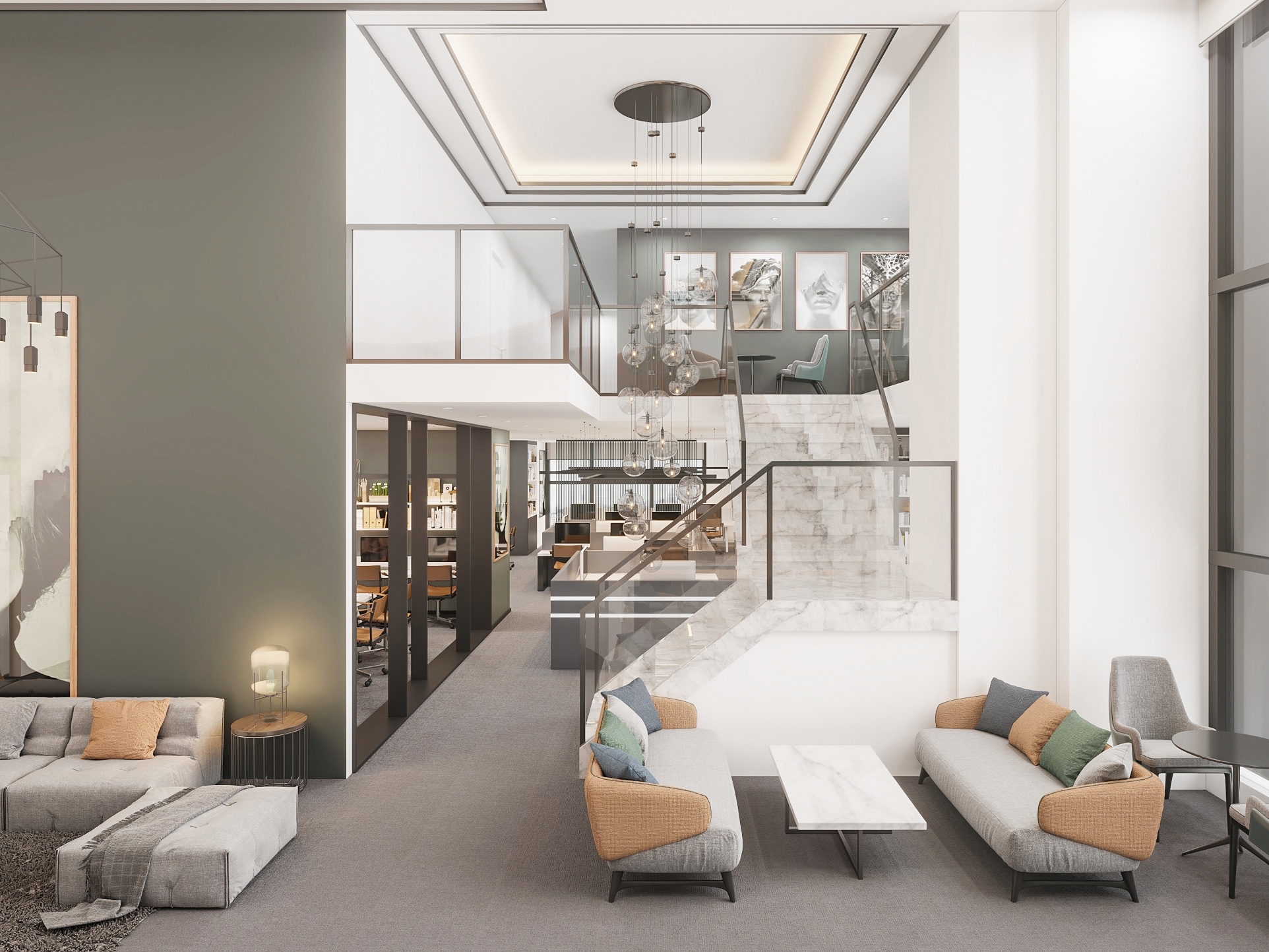 合肥政务区现代轻奢 LOFT 双层办公室装修设计项目(图1) 跃层.jpg